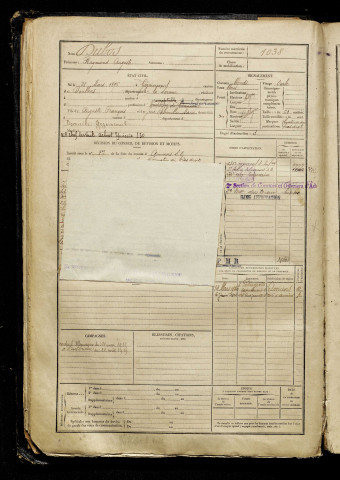 Dubos, Raymond Auguste, né le 28 mars 1896 à Gézaincourt (Somme), classe 1916, matricule n° 1038, Bureau de recrutement d'Amiens