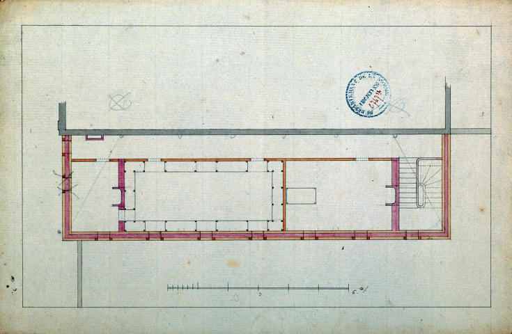 Construction de l'hôtel de l'Intendance. Plan de l'étage d'un bâtiment attribué à l'architecte Rousseau