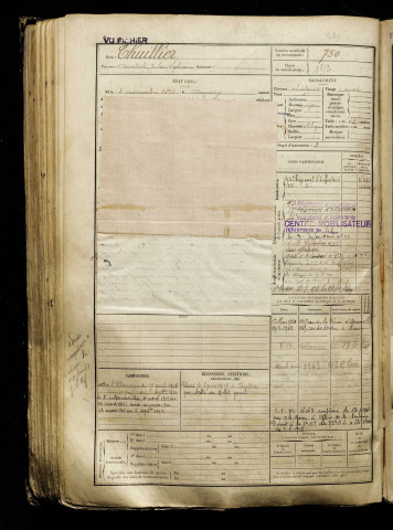 Thuillier, Anatole Jules Sylvain, né le 03 novembre 1896 à Amiens (Somme), classe 1916, matricule n° 750, Bureau de recrutement d'Amiens