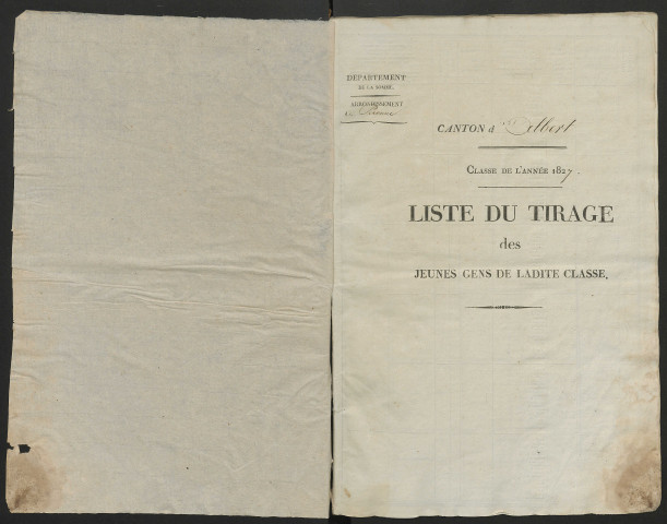 Tirage au sort (arrondissement de Péronne) de l'année 1827