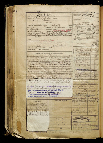 Josse, Marcel Arthur Léopold, né le 15 novembre 1899 à Abbeville (Somme), classe 1919, matricule n° 442, Bureau de recrutement d'Abbeville