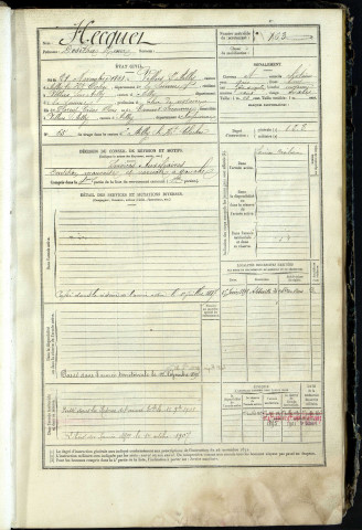 Hecquet, Dosithée Henry, né le 28 novembre 1861 à Villers-sous-Ailly (Somme, France), classe 1881, matricule n° 163, Bureau de recrutement d'Abbeville