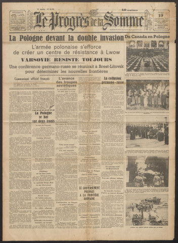 Le Progrès de la Somme, numéro 21913, 19 septembre 1939