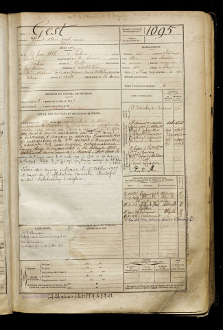 Gest, Raoul Albert Joseph Aimé, né le 11 juin 1888 à Valines (Somme), classe 1908, matricule n° 1095, Bureau de recrutement d'Abbeville