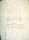 Eglise : dessin de la tribune et du buffet d'orgue dressé par l'architecte Delefortrie
