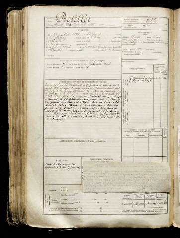 Profillet, Marcel Victor Edmond, né le 27 juillet 1896 à Montsecret (Orne), classe 1916, matricule n° 862, Bureau de recrutement d'Abbeville