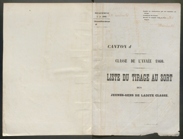 Tirage au sort (arrondissement d'Amiens) de l'année 1860