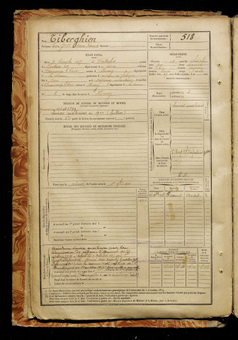 Tiberghien, Léon Jean Baptiste Pierre François, né le 04 novembre 1877 à Wattrelos (Nord), classe 1897, matricule n° 518, Bureau de recrutement d'Amiens