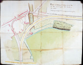 Plan du faubourg Saint-Sulpice de la ville de Ham avec le projet d'une courbe à son abord