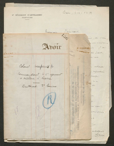 Témoignage de Baesens, A. (Lieutenant) et correspondance avec Jacques Péricard