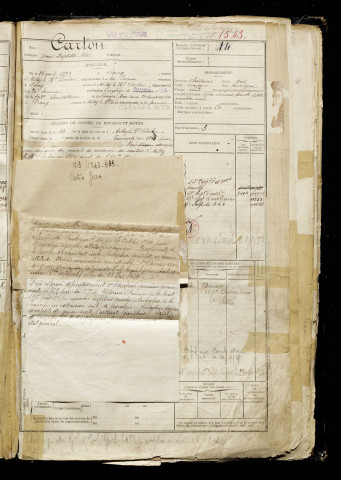 Carton, Jean Baptiste Elie, né le 26 avril 1893 à Long (Somme), classe 1913, matricule n° 1543, Bureau de recrutement d'Abbeville