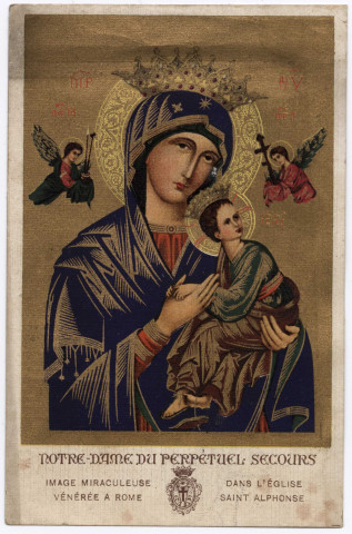 Notre Dame du Perpétuel Secours. Image miraculeuse vénérée à Rome dans l'église Saint-Alphonse