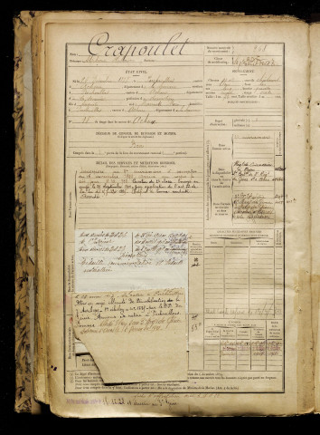 Crapoulet, Alphonse Hilaire, né le 26 décembre 1878 à Puchevillers (Somme), classe 1898, matricule n° 268, Bureau de recrutement d'Abbeville