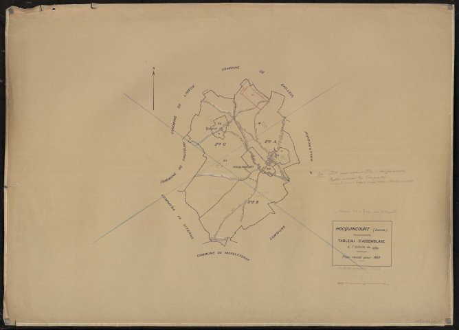 Plan du cadastre rénové - Hallencourt (Hocquincourt) : tableau d'assemblage (TA)
