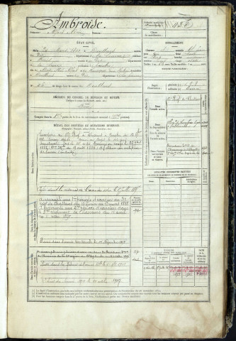 Ambroise, Alfred Adrien, né le 24 mars 1861 à Doullens (Somme, France), classe 1881, matricule n° 438, Bureau de recrutement d'Abbeville