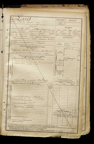 Paris, Charles Edmond, né le 03 juillet 1876 à Villers-Bretonneux (Somme), classe 1896, matricule n° 1055, Bureau de recrutement d'Amiens