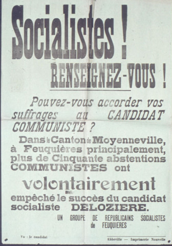 Socialistes renseignez-vous ! Pouvez-vous accorder vos suffrages au candidtas communiste ?
