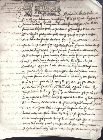 Etude de Me Jean Duval à Amiens (étude n°8). Minutes de l'année 1690