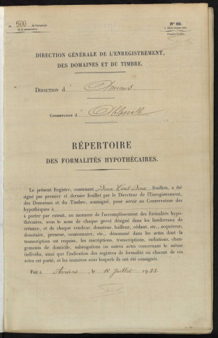 Répertoire des formalités hypothécaires, du 06/12/1935 au 17/03/1936, registre n° 500 (Abbeville)