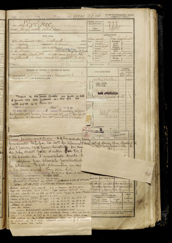 Lévèque, Georges Arthur Robert, né le 21 janvier 1897 à Allonville (Somme), classe 1917, matricule n° 777, Bureau de recrutement d'Amiens