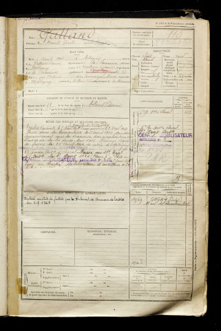 Galland, Bernard Gérard, né le 06 août 1901 à Métigny (Somme), classe 1921, matricule n° 110, Bureau de recrutement d'Amiens