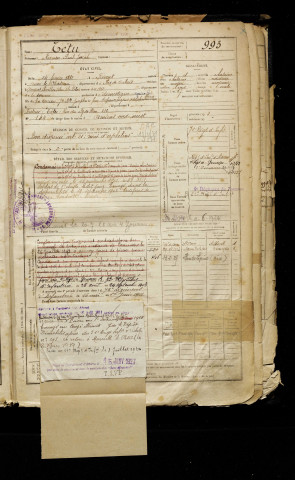 Tétu, Narcisse Paul Joseph, né le 24 février 1881 à Frévent (Pas-de-Calais), classe 1901, matricule n° 993, Bureau de recrutement d'Amiens