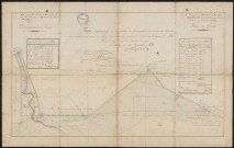 Plan d'arpentage de la mollière de Fort-Mahon, commune de Quend, sur lequel on a tracé en rouge, les limites des parties à renclore au 1er novembre 1840, dressé le 28 novembre 1840.