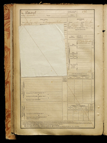Vasset, Oswald, né le 29 juin 1877 à Berteaucourt-lès-Thennes (Somme), classe 1897, matricule n° 172, Bureau de recrutement d'Amiens