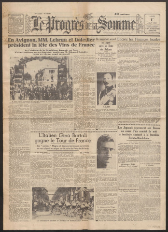 Le Progrès de la Somme, numéro 21501, 1er août 1938