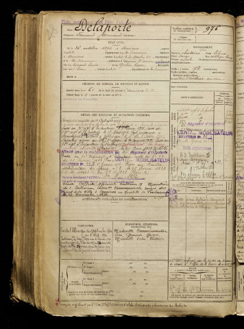 Delaporte, Fernand Armand, né le 26 octobre 1894 à Amiens (Somme), classe 1914, matricule n° 976, Bureau de recrutement d'Amiens