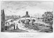 Le pont Saint Michel en 1836 vue prise de l'ile St Germain