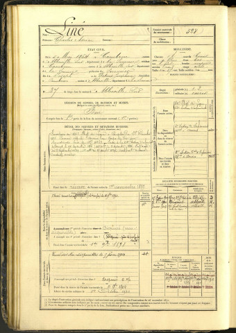 Liné, Charles Adrien, né le 05 mai 1864 à Cambron (Somme, France), classe 1884, matricule n° 528, Bureau de recrutement d'Abbeville