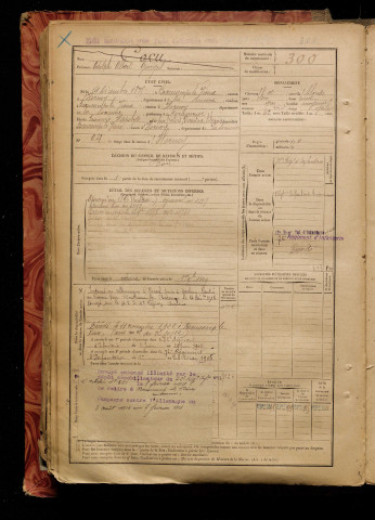 Cocu, Adolphe Albert Georges, né le 14 décembre 1875 à Beaucamps-le-Vieux (Somme), classe 1895, matricule n° 300, Bureau de recrutement d'Amiens