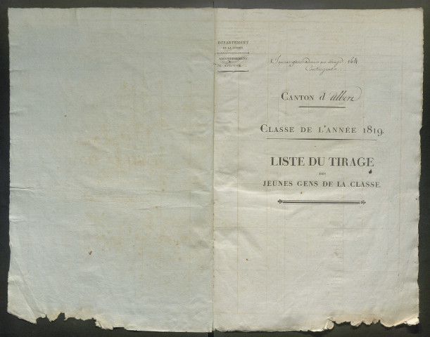 Tirage au sort (arrondissement de Péronne) de l'année 1819