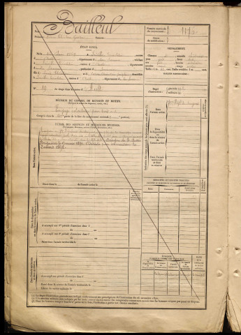 Bailleul, Pierre Théodore Gaston, né le 16 juin 1869 à Friville-Escarbotin (Somme), classe 1889, matricule n° 1176, Bureau de recrutement d'Abbeville
