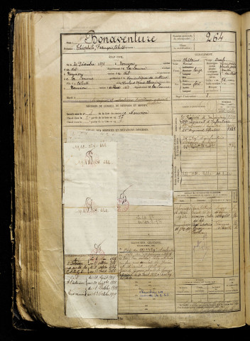 Bonaventure, Théophile François Céleste, né le 20 décembre 1898 à Nouvion (Somme), classe 1918, matricule n° 264, Bureau de recrutement d'Abbeville