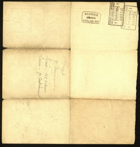 Passeport à l'étranger pour voyageurs de commerce délivré le 28 avril 1924, au nom de Louis Paul Morin
