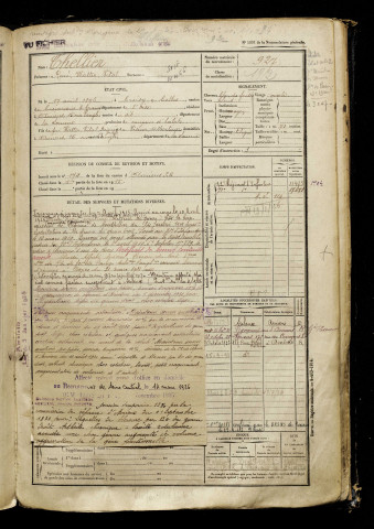 Thellier, René Walter Vital, né le 17 août 1896 à Croissy-sur-Celle (Oise), classe 1916, matricule n° 927, Bureau de recrutement d'Amiens