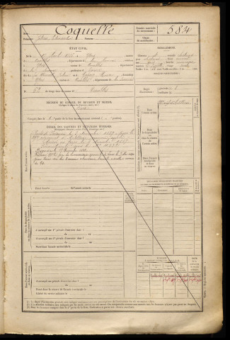 Coquelle, Julien Edouard, né le 17 avril 1866 à Ytres (Somme), classe 1886, matricule n° 584, Bureau de recrutement de Péronne