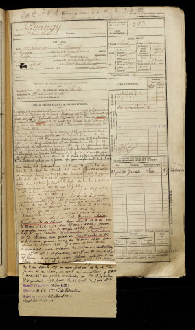 Grangy, René Elie, né le 01 mars 1897 à Chaumes-en-Brie (Seine-et-Marne), classe 1917, matricule n° 605, Bureau de recrutement d'Amiens