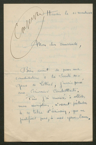 Témoignage de Lefèbvre, Gaston et correspondance avec Jacques Péricard