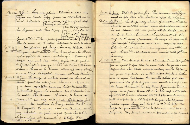 Chronique de la Grande Guerre à Lille rapportée par deux jeunes civiles, Irma et Louise Bornay. Cahier n° IV du 14 juin 1916 au 6 décembre 1916