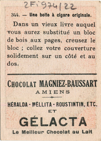 Chocolat Magniez-Baussart, Amiens. Image 344 : une boîte à cigares originale