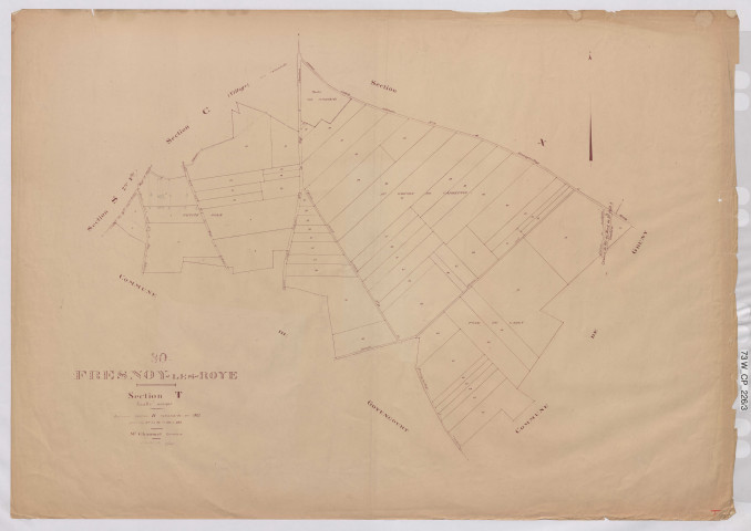 Plan du cadastre rénové - Fresnoy-lès-Roye : section T