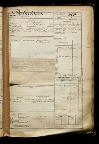 Dubuisson, Marcel Paul, né le 06 janvier 1894 à Gueschart (Somme), classe 1914, matricule n° 403, Bureau de recrutement d'Abbeville