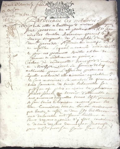 Etude de Me Henri Louette à Amiens (étude n°22). Minutes de l'année 1687