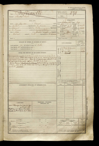 Deflesselle, Narcisse Charles, né le 22 juin 1897 à Daours (Somme), classe 1917, matricule n° 575, Bureau de recrutement d'Amiens