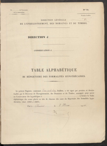 Table du répertoire des formalités, de Krukowski à Lecoeuche, registre n° 23 (Conservation des hypothèques de Montdidier)
