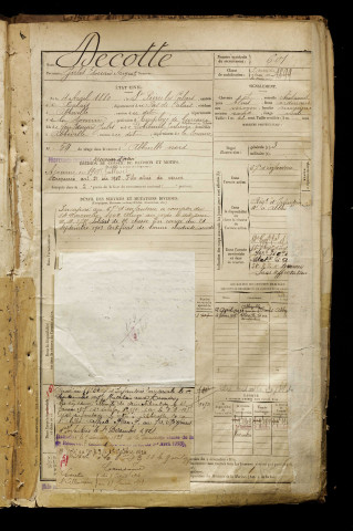 Decotte, Jules Edouard Auguste, né le 04 avril 1880 à Calais (Pas-de-Calais), classe 1900, matricule n° 601, Bureau de recrutement d'Abbeville
