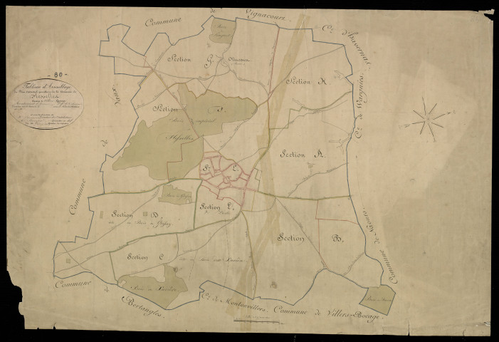 Plan du cadastre napoléonien - Flesselles : tableau d'assemblage